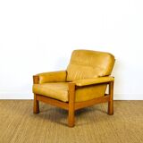Salon complet en cuir camel 1960