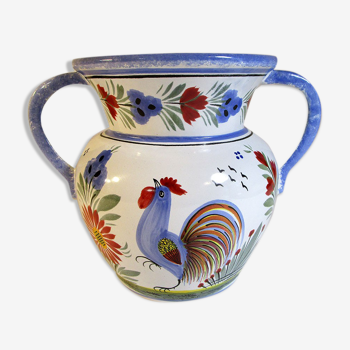Quimper wide vase with rooster