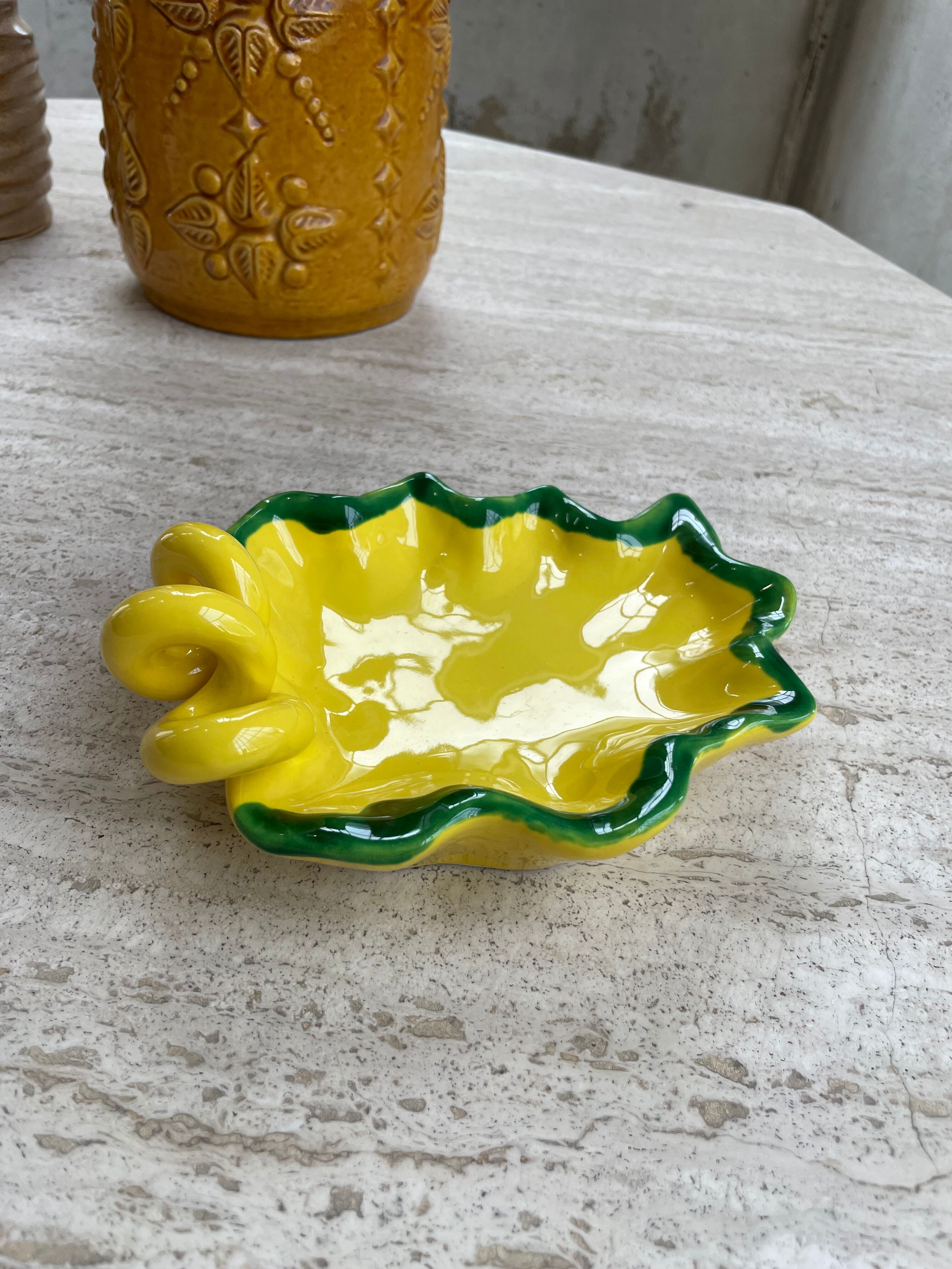 Ceramic yellow vallauris dish