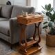Lyre bedside table in solid cherry wood