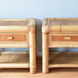 Vintage bamboo bedside tables