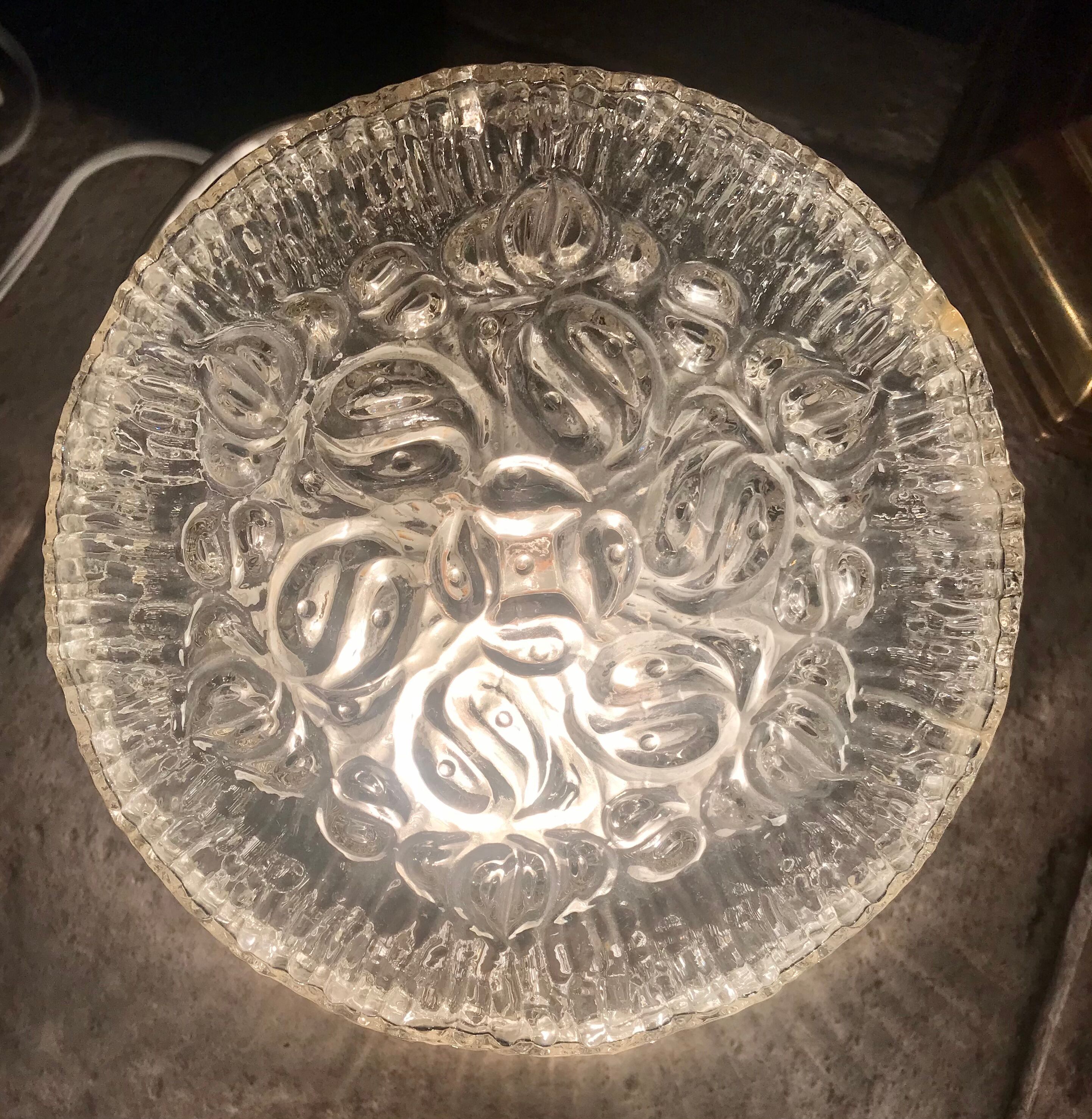 Vintage molded glass ceiling lamp