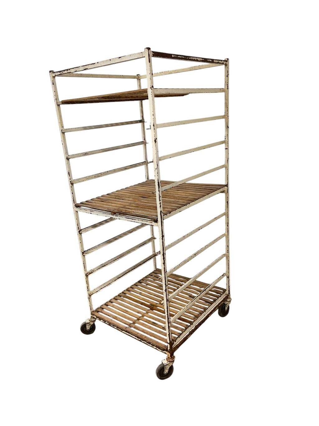 Vintage industrial cart / multi-level display / shelf on wheels