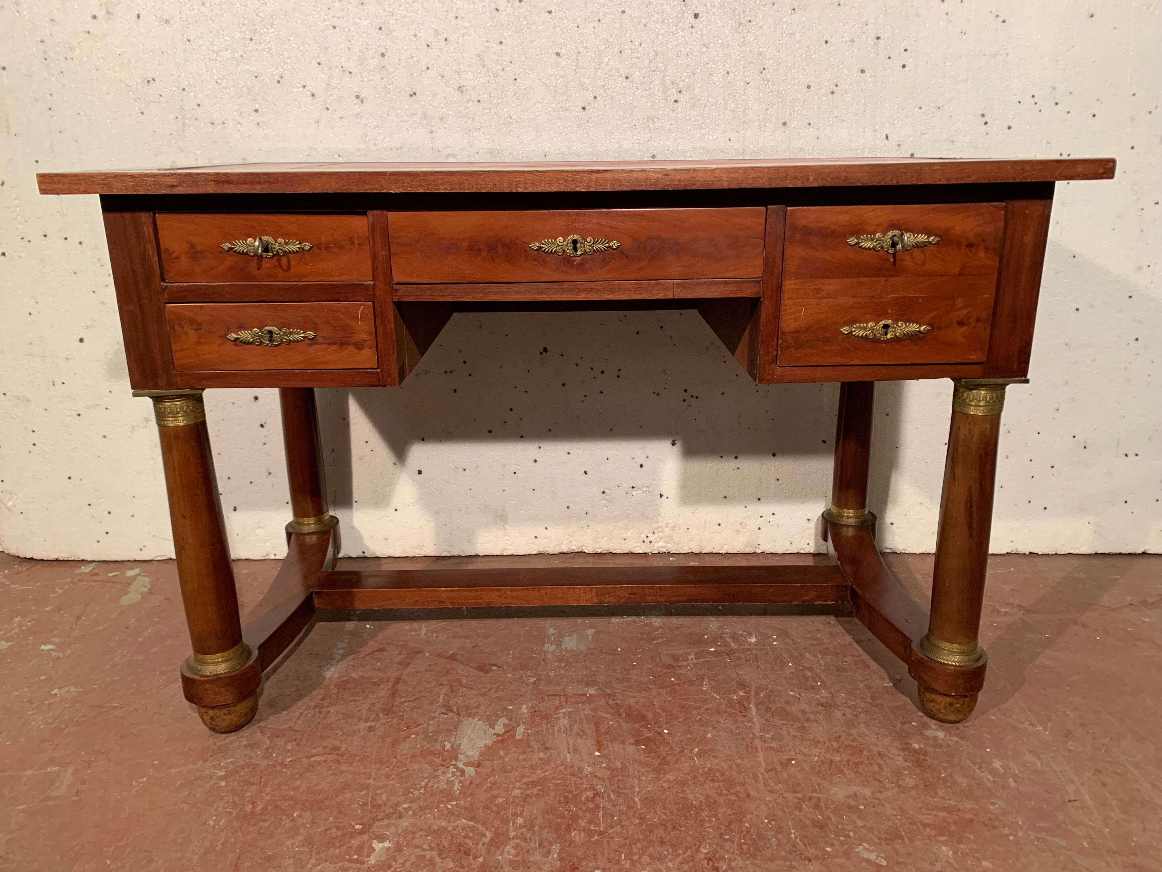 Empire style desk in mahogany and XX century veneer
