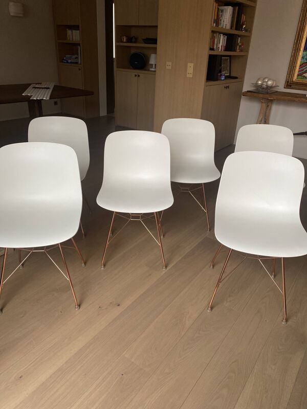 Chaise Troy blanc polypropylène, fils d'acier cuivre, Marcel Wanders MAGIS