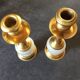 Pair of vintage candle holders in brass and glass paste