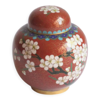 Chinese cloisonné ginger jar with prunus flowers, 1970s Beijing