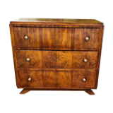 Vintage dresser 1950 Art Deco walnut magnifying glass