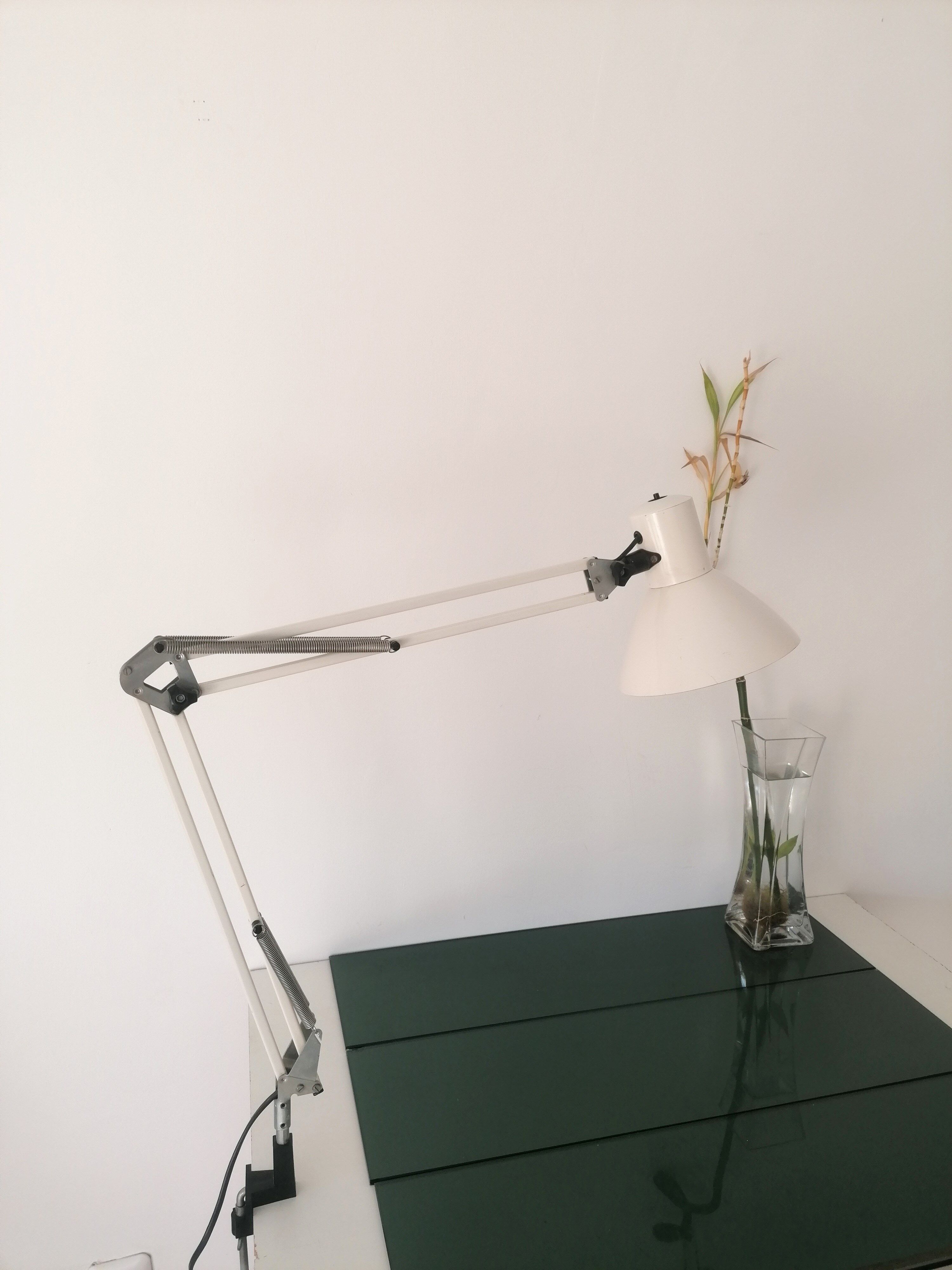 Architect articulated lamp - white lasked metal - made in RDA - 1980