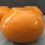 Set of 3 decorative balls ceramic earthenware orange art deco earthenware