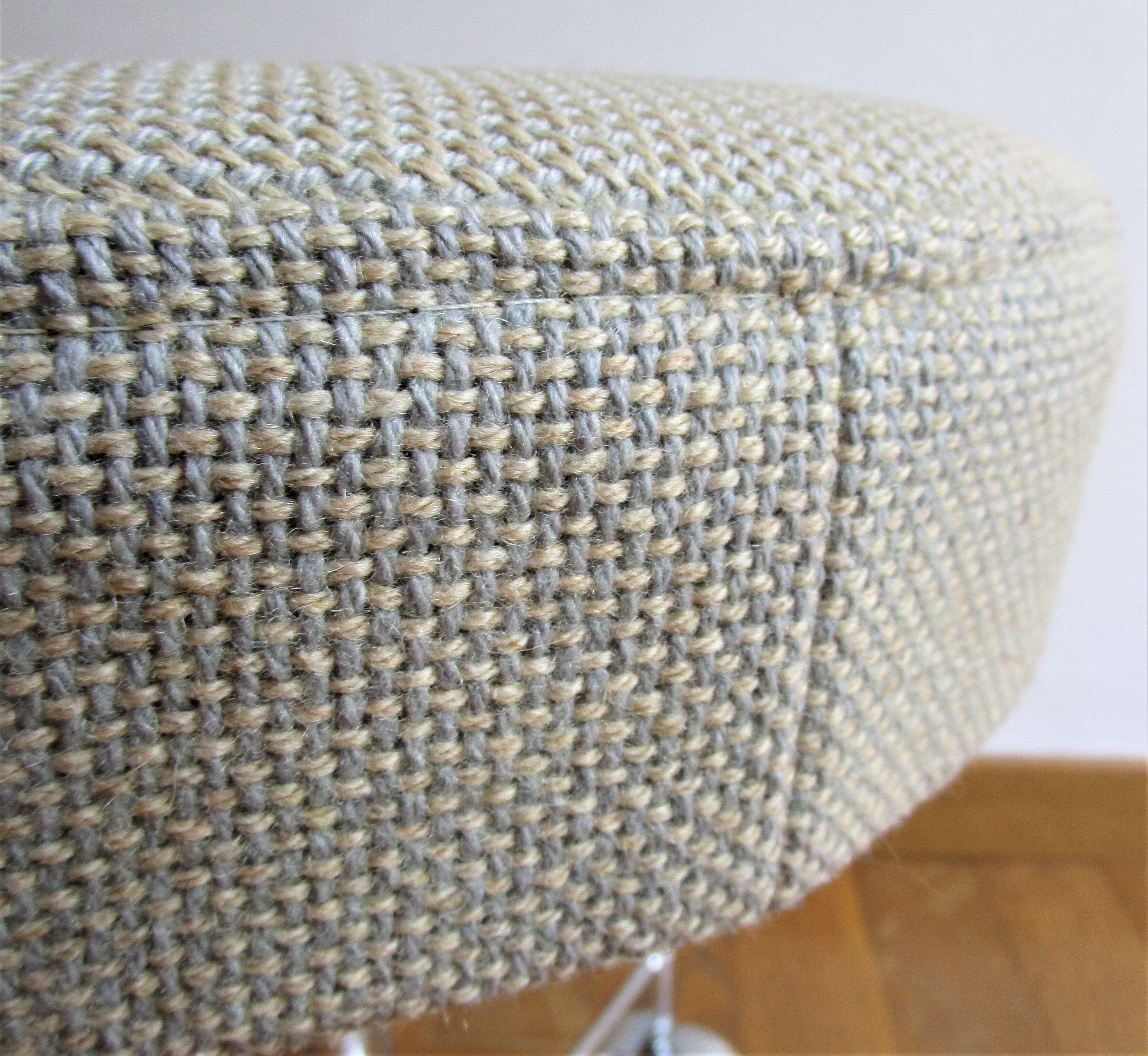 Adjustable office stool foot chrome wheels sitting vintage fabric