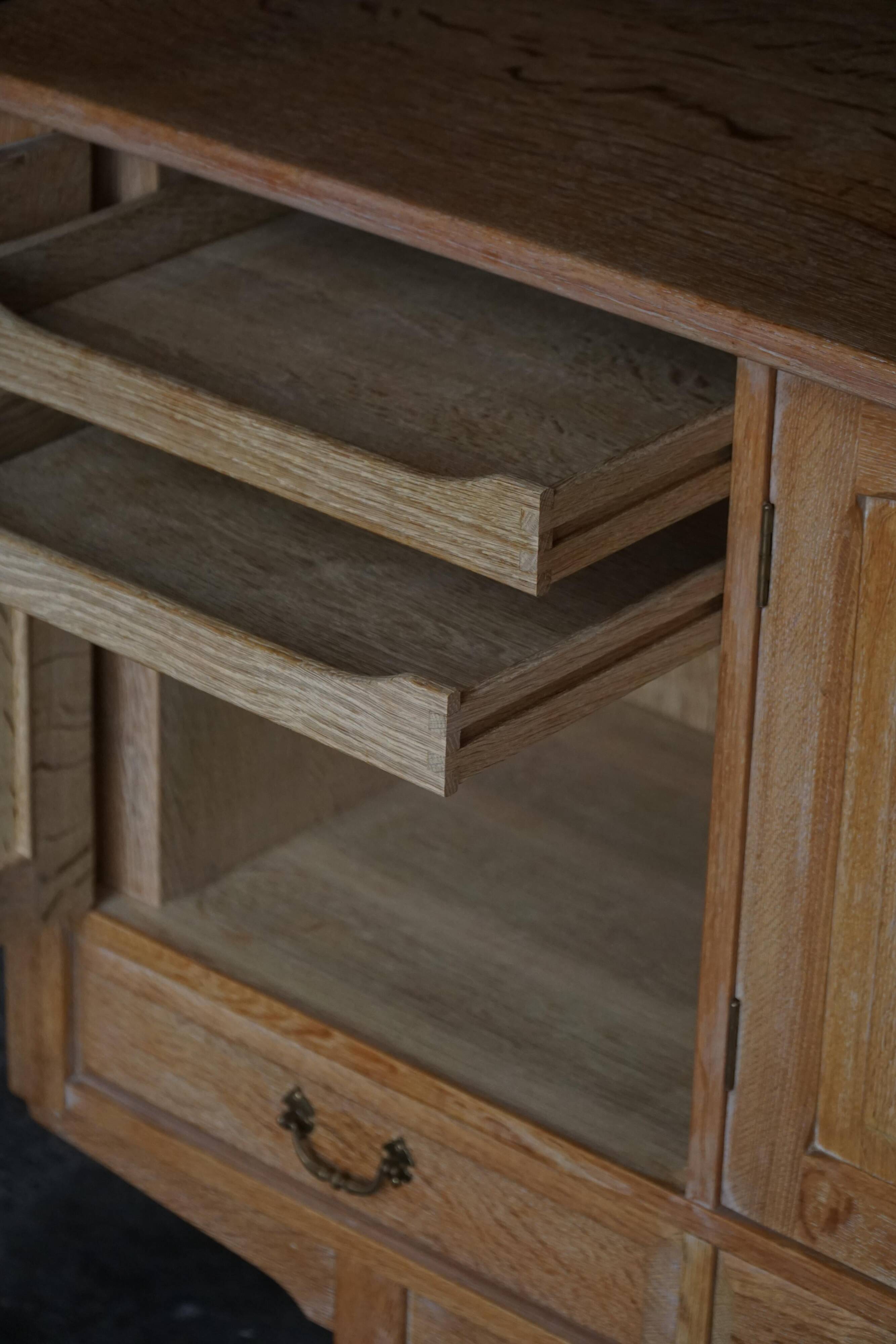 Brutalist oak sideboard from the mid-20th century, Danish cabinetmaker, 1960s.
