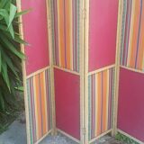 Old screen 4 sheets wood and fabric