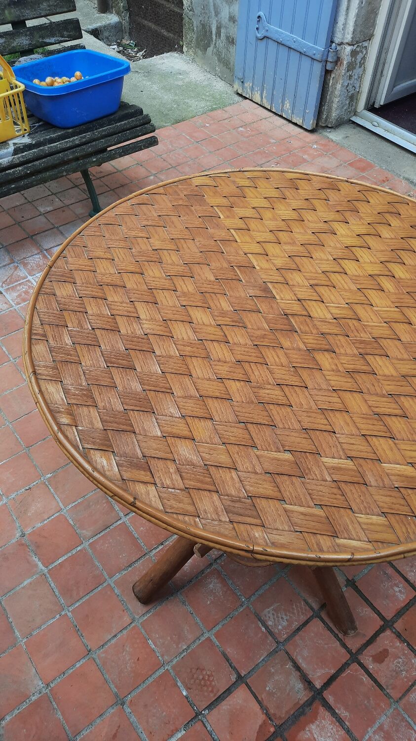 Vintage rattan round table