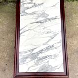 Coffee table in white marble and mahogany wood
