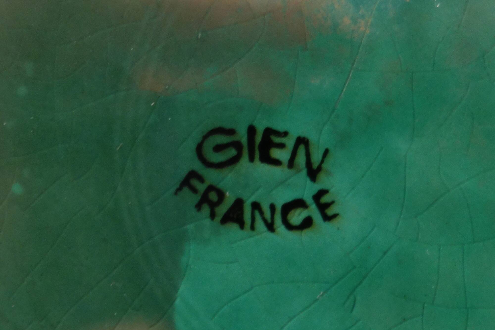 Vintage Gien vine leaf barbotine dessert set