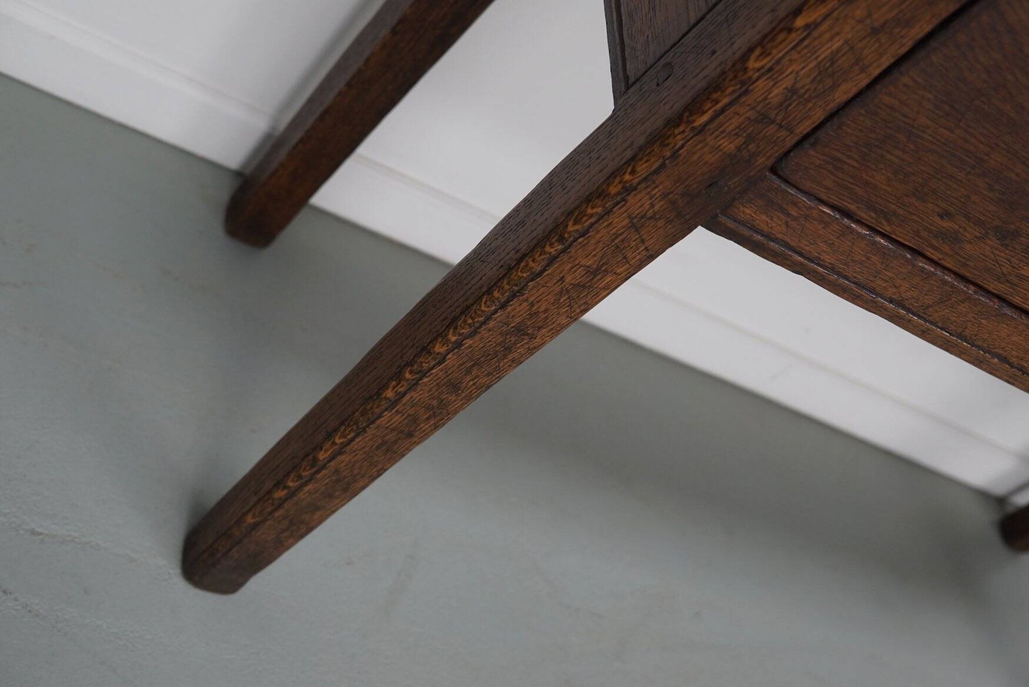 Vintage French rustic farmhouse oak side table, 1950s