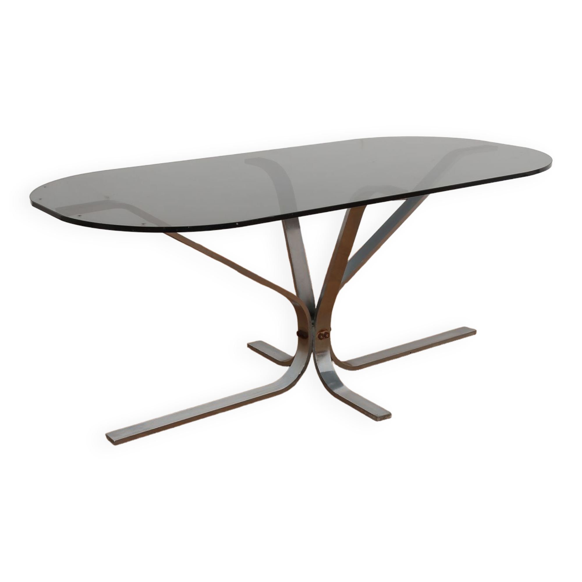 Oval coffee table smoked glass