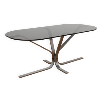 Oval coffee table smoked glass