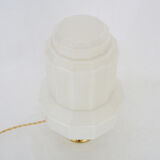 Skyscraper lamp in opaline and brass foot. Globe Art Deco