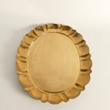 Hollywood Regency Large Oval Brass Tray by Firma Lars Holmström, Sweden 1940's