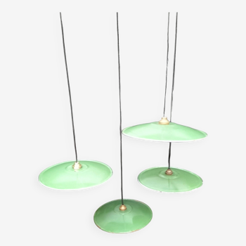 Enameled sheet metal pendant lights