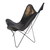 Fauteuil - Chaise papillon - cuir - métal - années 1990