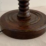 Turned wooden lamp foot in the shape of a warhead