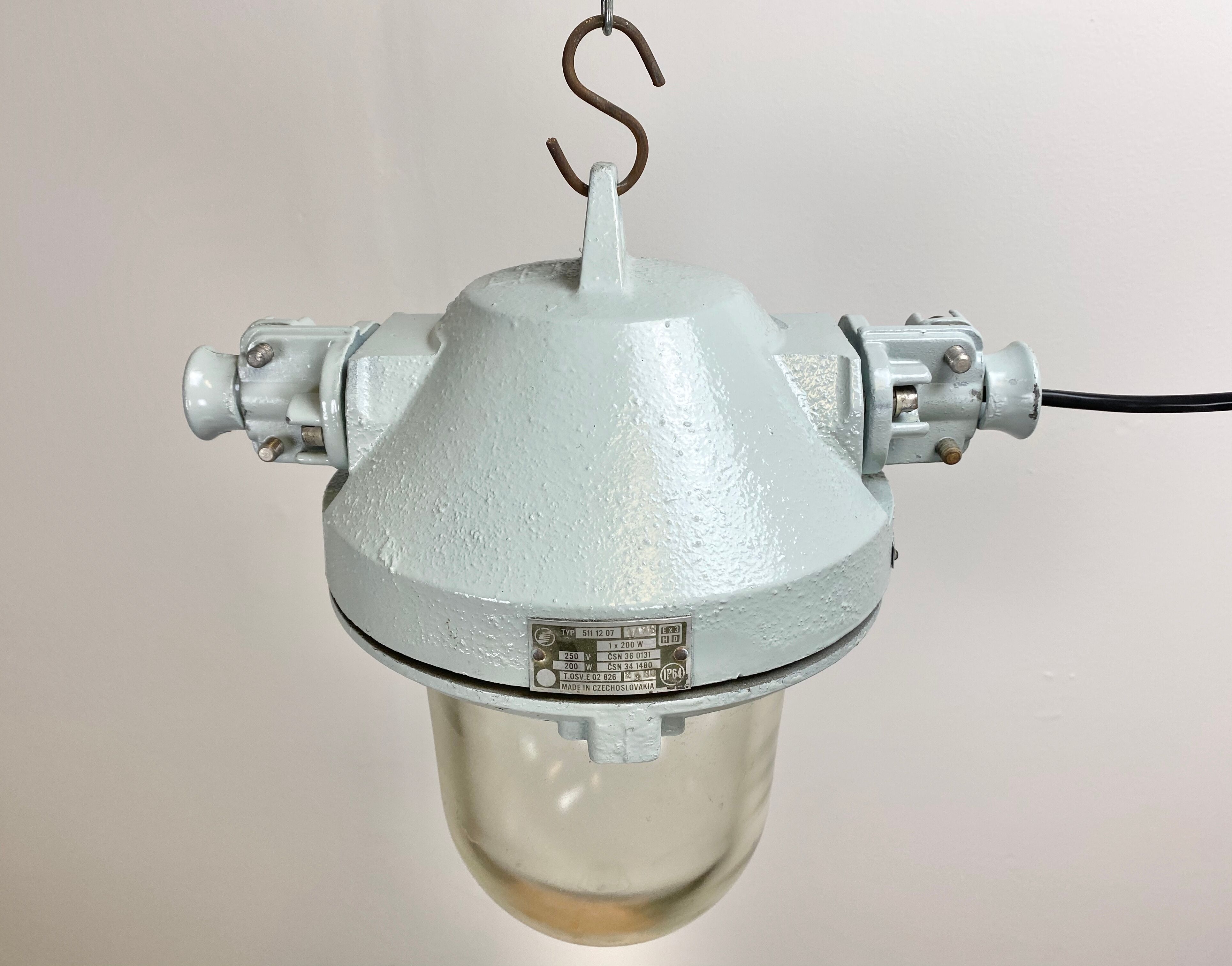 Grey industrial explosion proof lamp, 1970s