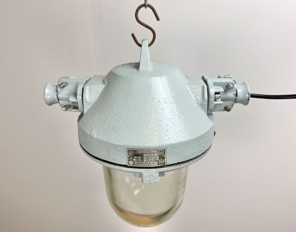 lampe industrielle grise antidéflagrante, années 1970