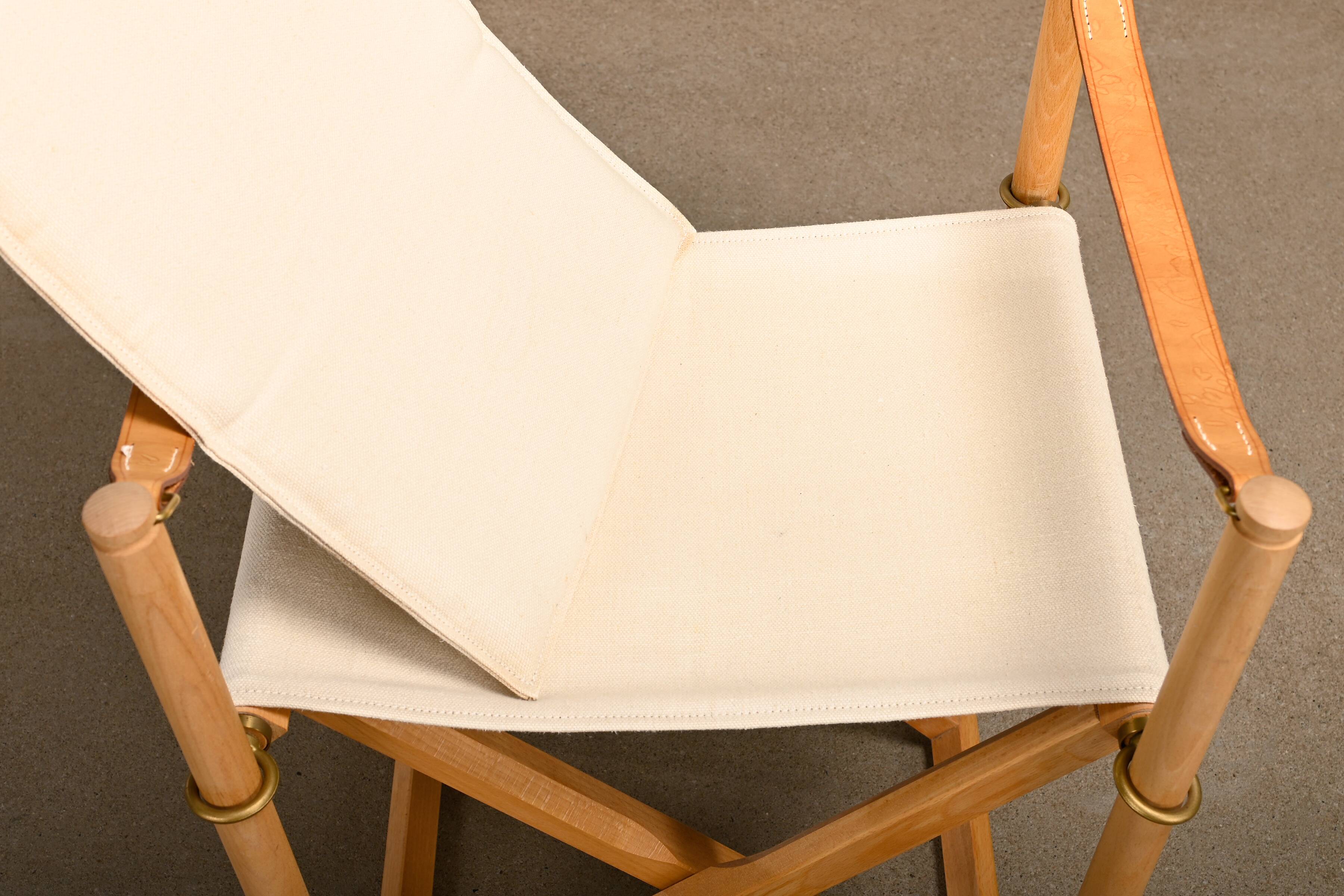 Mogens Koch MK16 Folding Chair in Beech Wood and Canvas for Rud Rasmussen, DK
