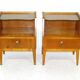 Pair of Swedish bedsides in elm and glass, Sweden, 1940
