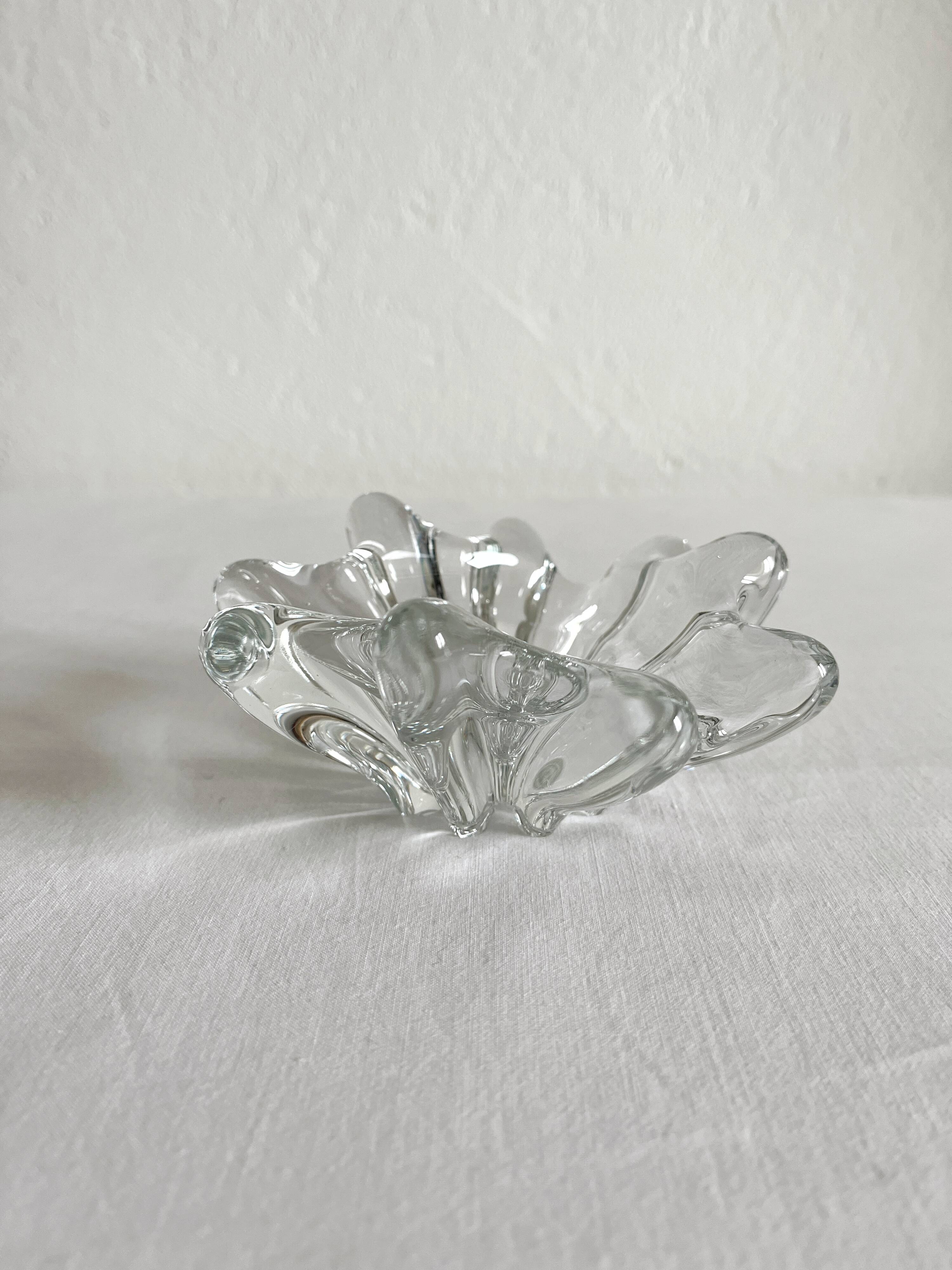 Vintage 70s organic shaped crystal ashtray