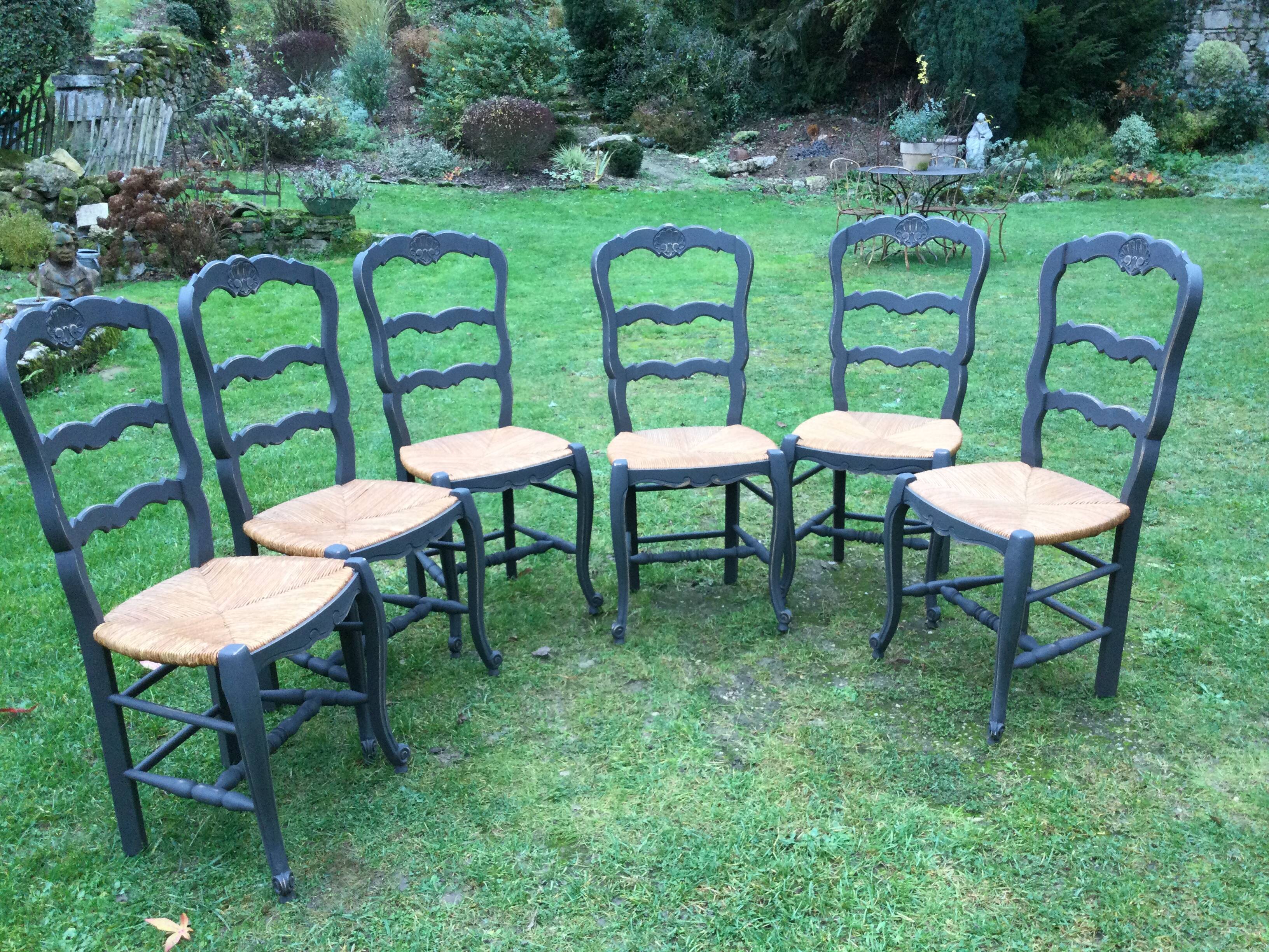 1 set of antique oak chairs
