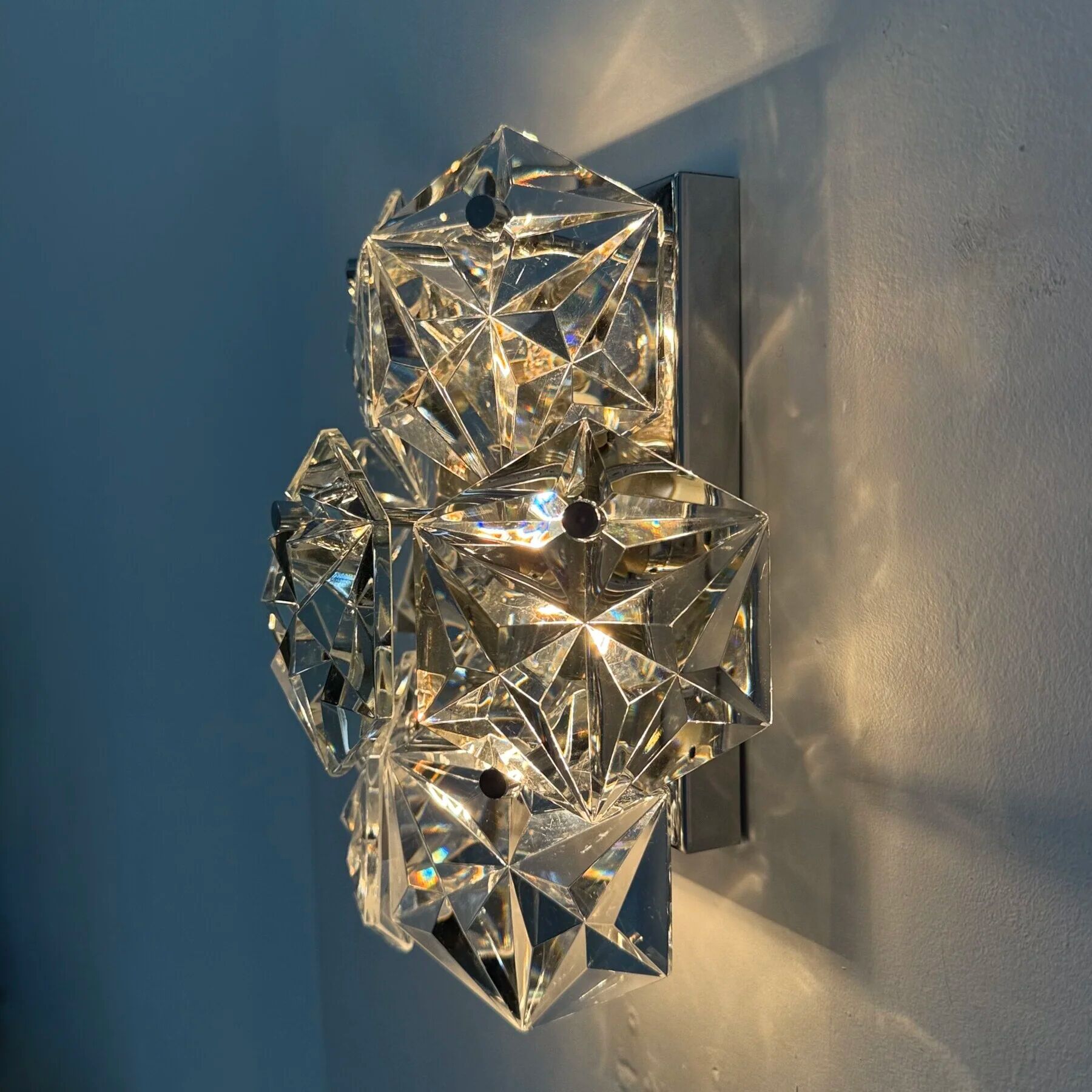 Mid-century crystal sconce by Kinkeldey, Germany, 1970s