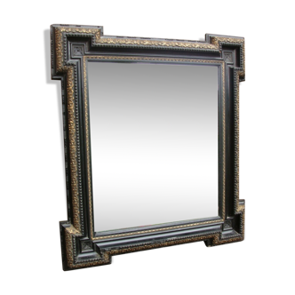 Ancien miroir noir d'époque et de style Napoléon III