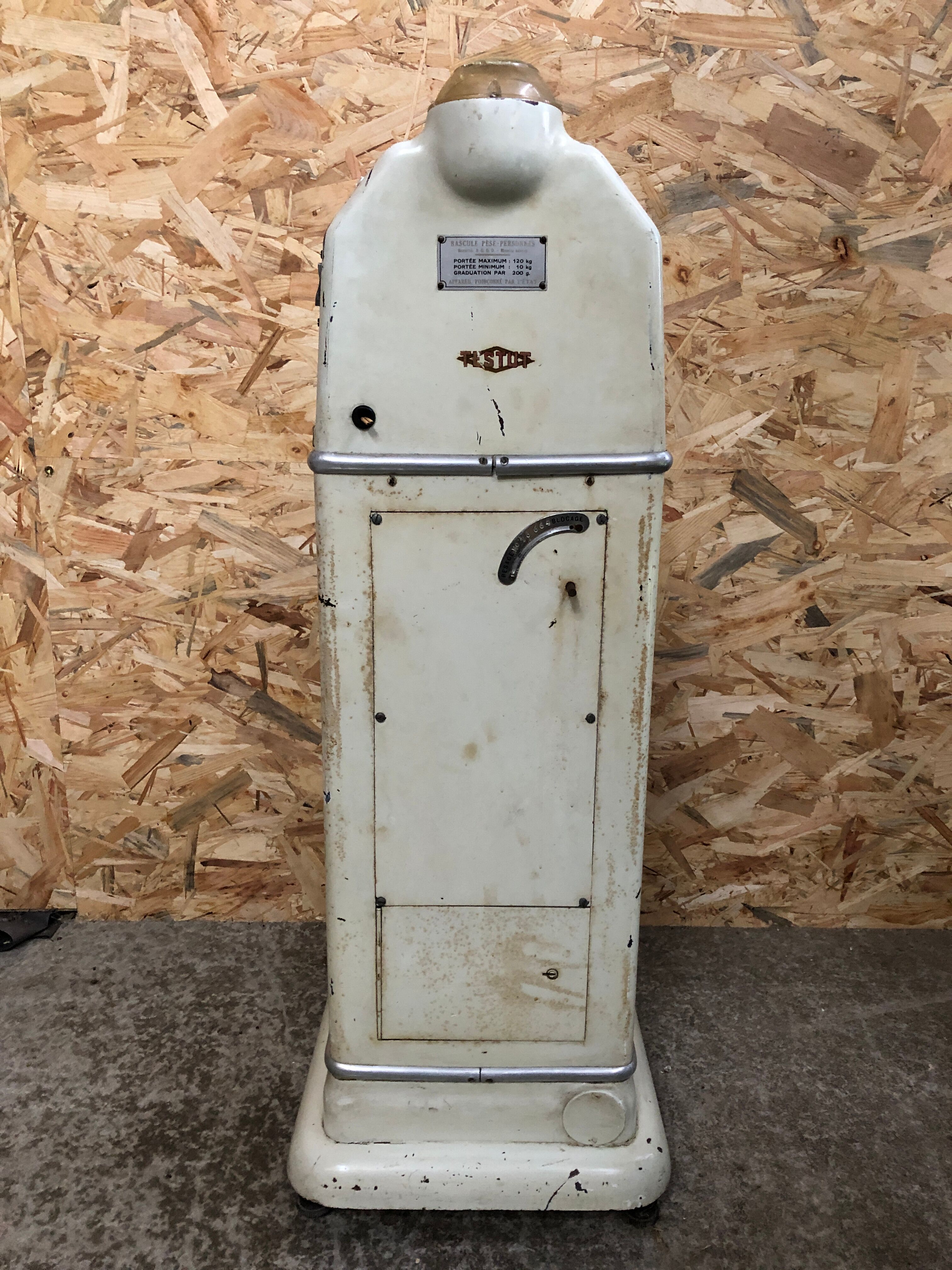 Old pharmacy scale TESTUT metal white + tray gray vintage