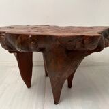 Table basse tronc d'arbre année 60