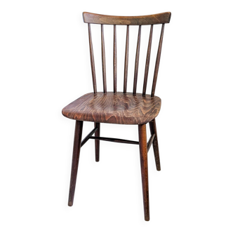 Chaise vintage en bois avec dossier à barreaux, style classique rustique 60