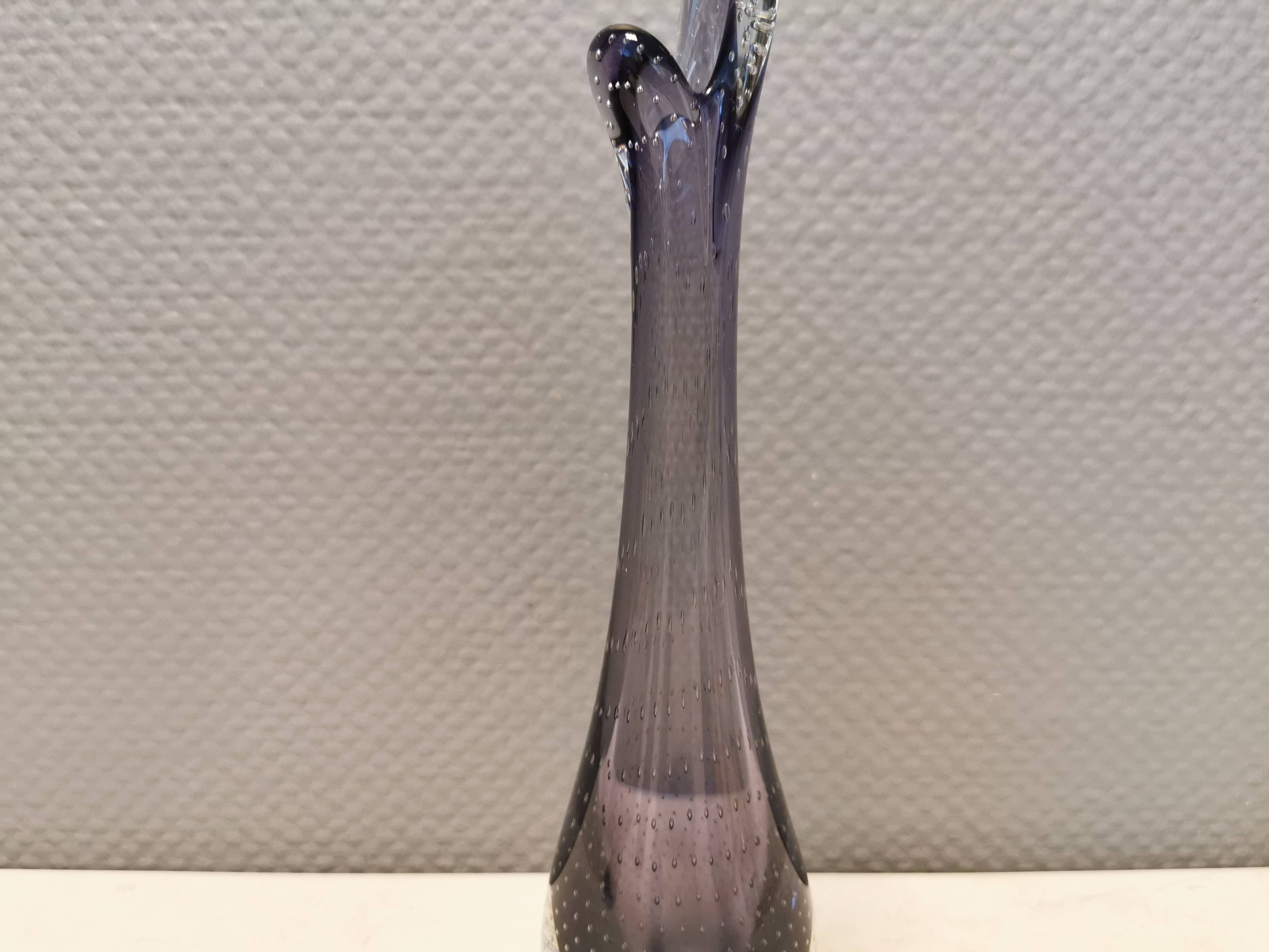 Purple/transperent Beak vase in mouth-blown glass of high quality. Danish design