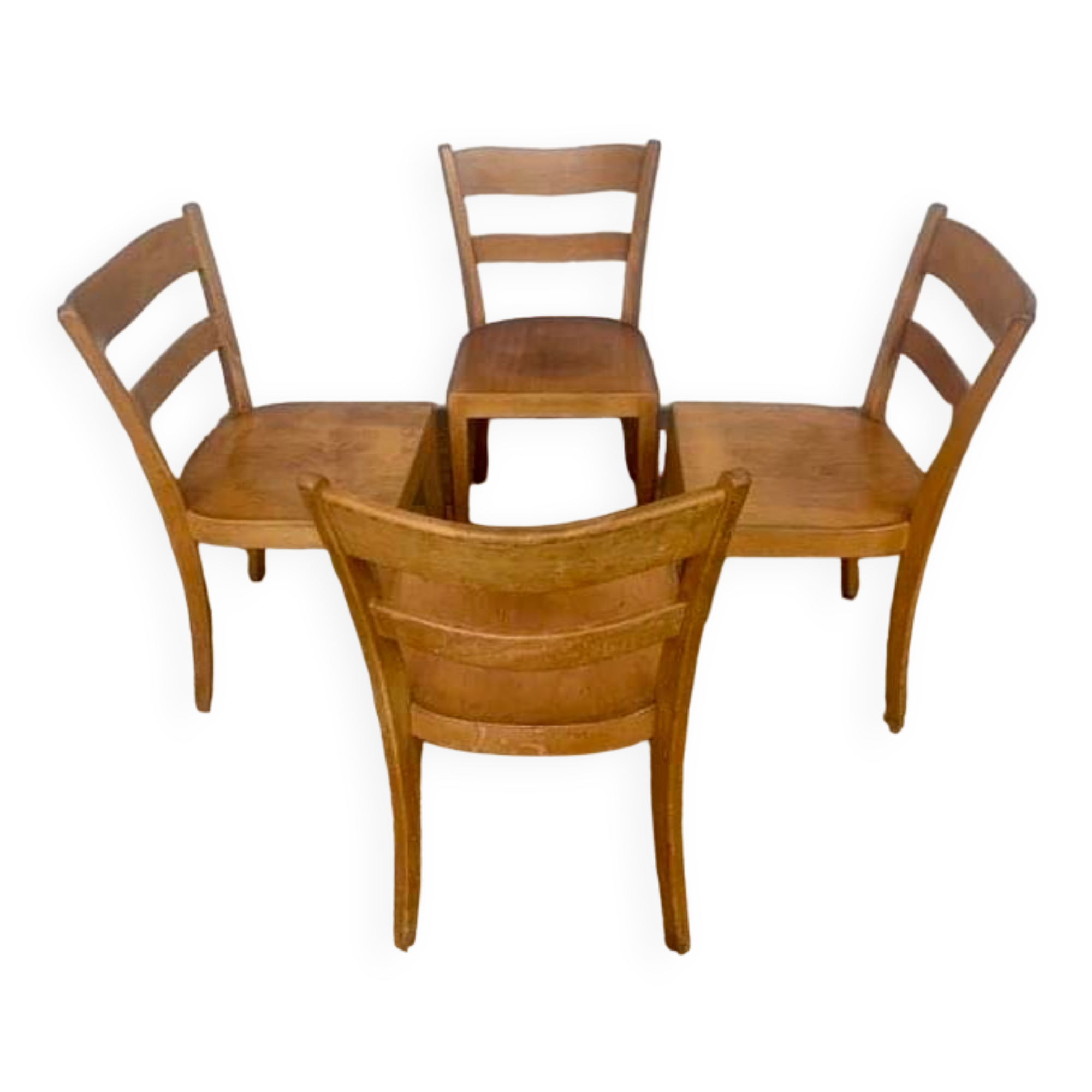 Set of 4 vintage bistro chairs in light wood