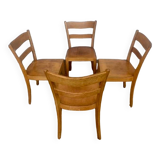 Set of 4 vintage bistro chairs in light wood