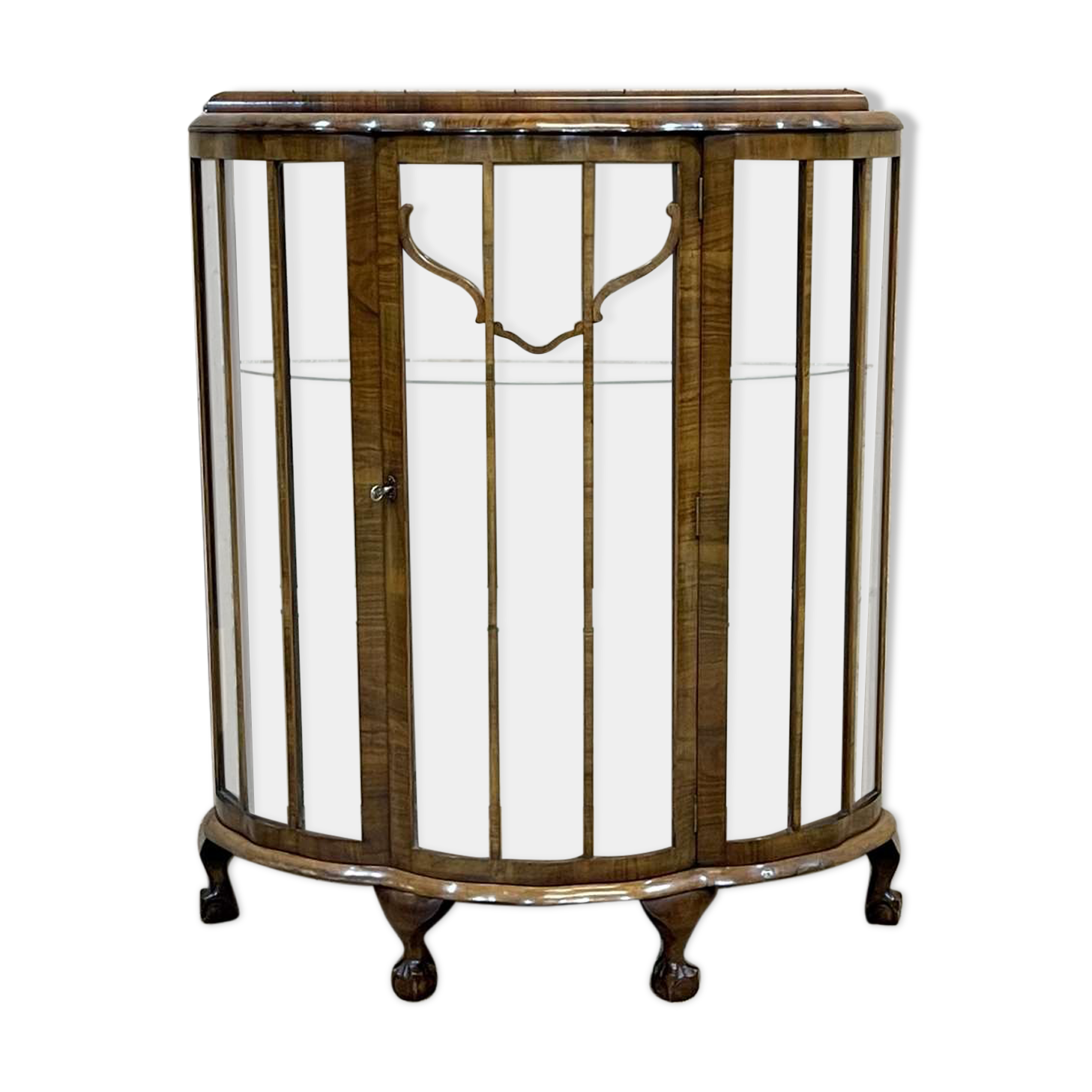 English Art Deco walnut showcase