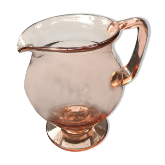 Pichet carafe verre bullé rose cuisine vintage