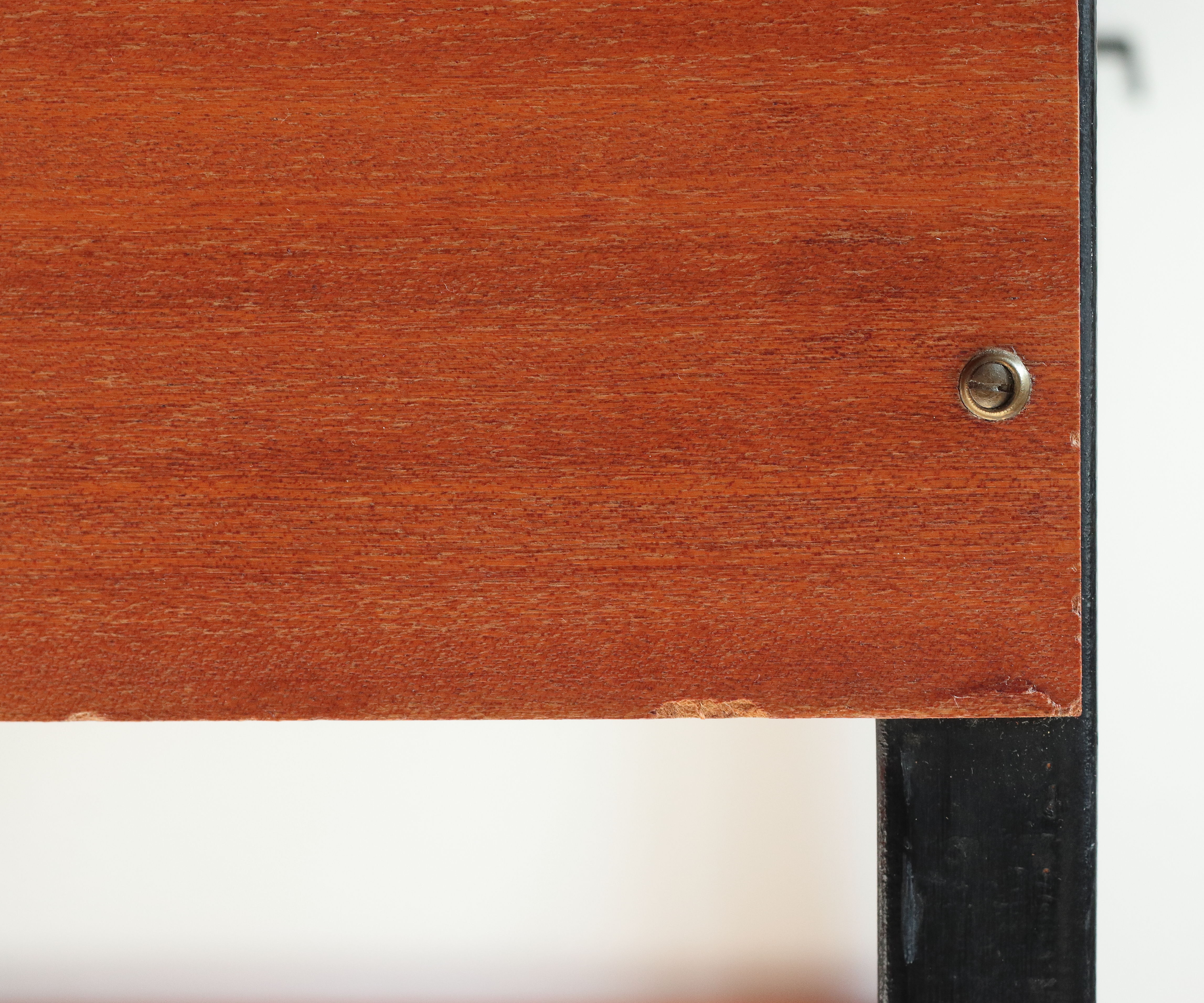 60s modernist style desk in black and mahogany laqué wood