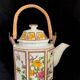 Teapot floral decoration on Japanese cloisonné background