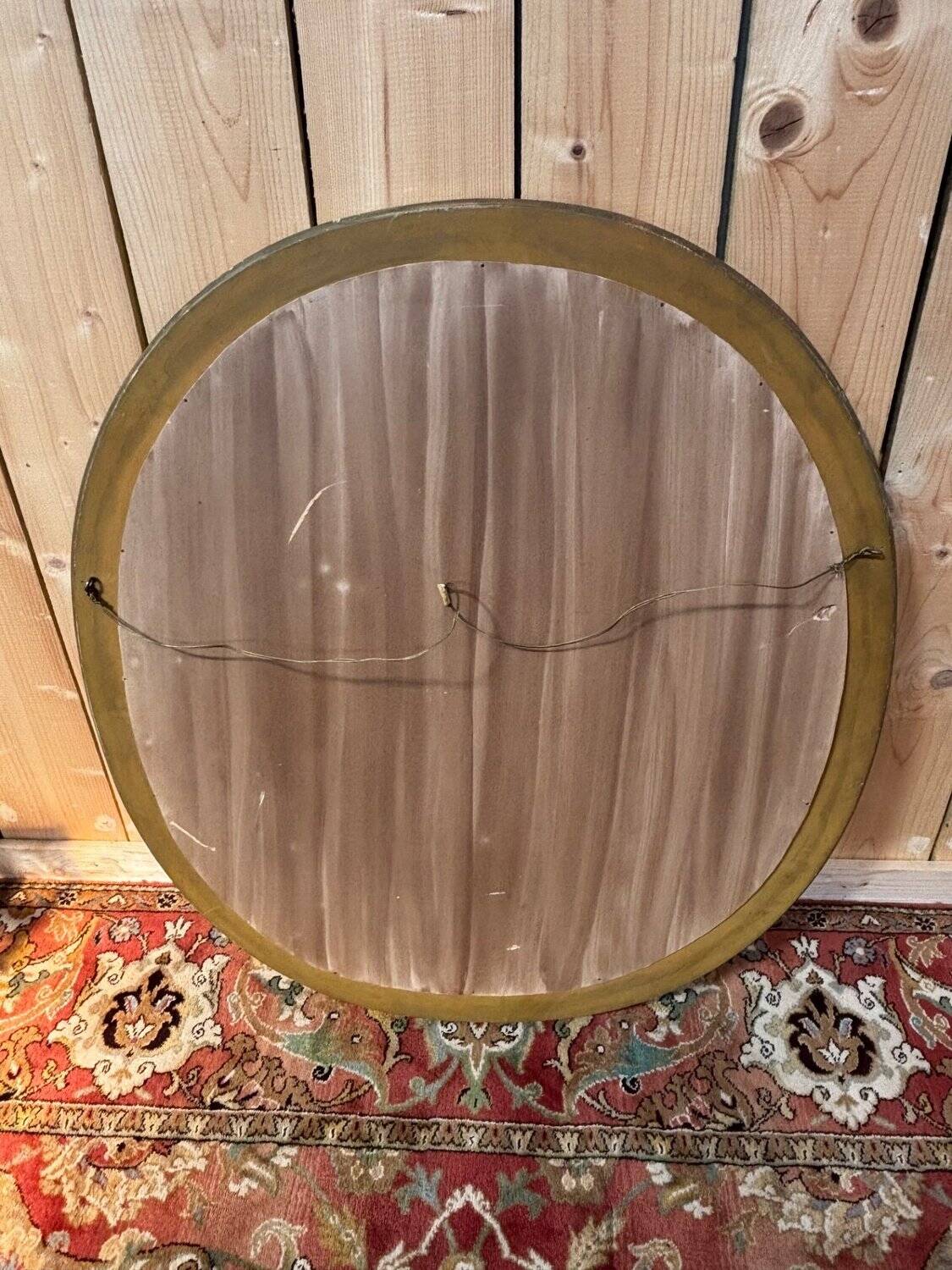 Miroir ovale biseauté bois doré style Louis XVI XIXe siècle