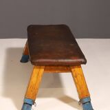 Authentic industrial leather Gym bench, 1950s, Czechoslovakia