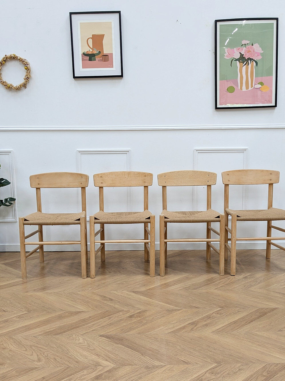4 vintage Scandinavian chairs model J39 Folkestol