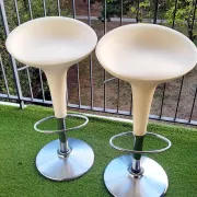 Two bombo stools by magis designed by stefano giovannoni.